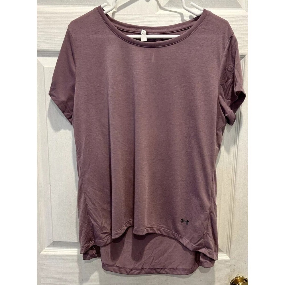 Under Armour HeatGear Women‎ Large Mauve Open Back Short Sleeve Training T-Shirt